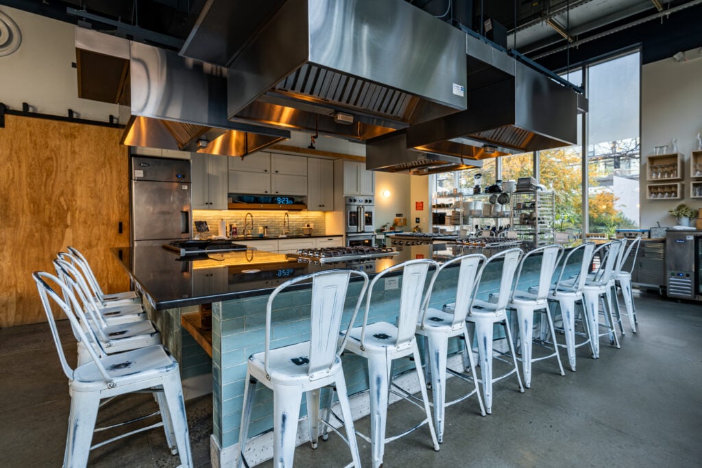 Chefs counter open kitchen setting private event Hudson Table Philadelphia