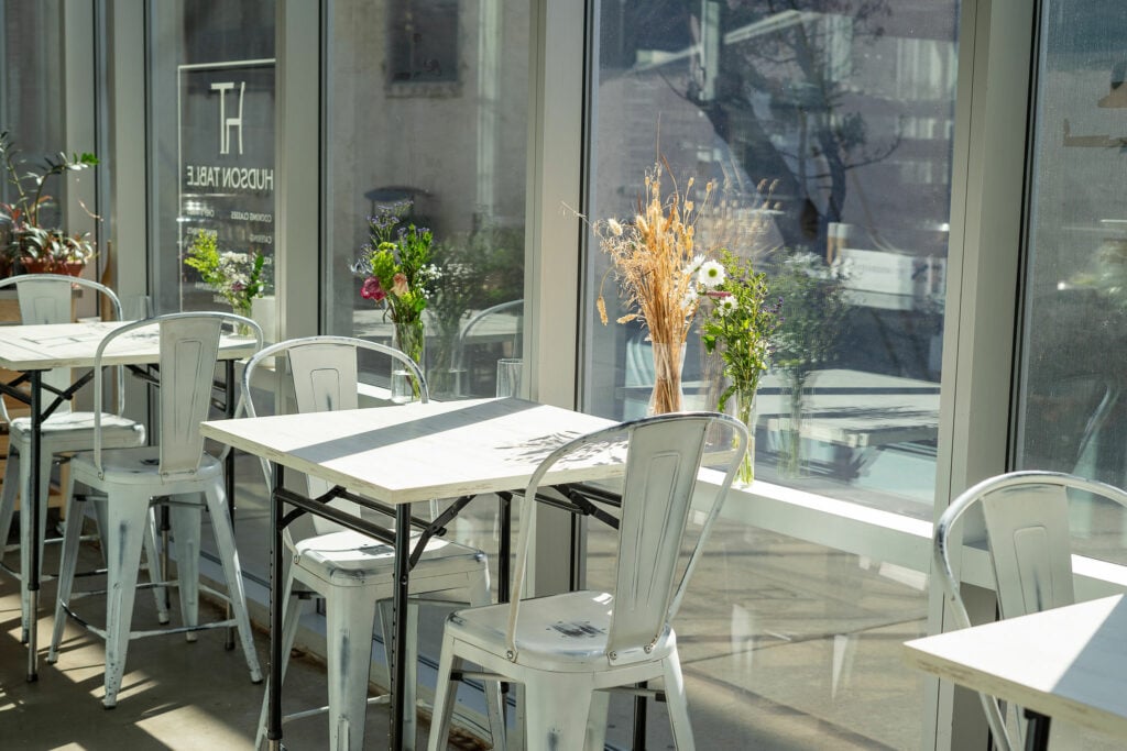 Private dining table with floral arrangement at a catered event at Hudson Table Philadelphia
